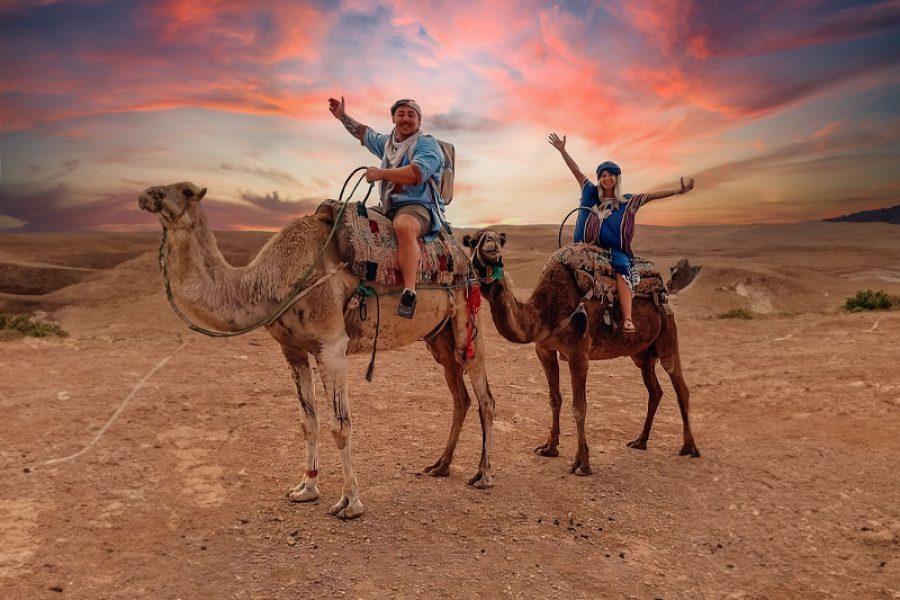 Agafay Desert Tour camel caravan, Atlas Mountains tour