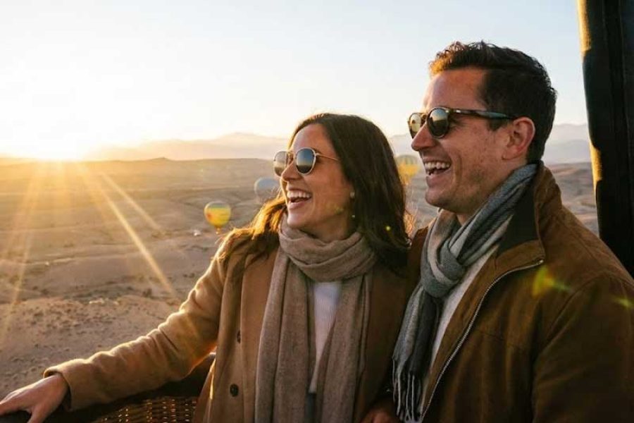 Happy couple on a Balloon Marrakech ride.