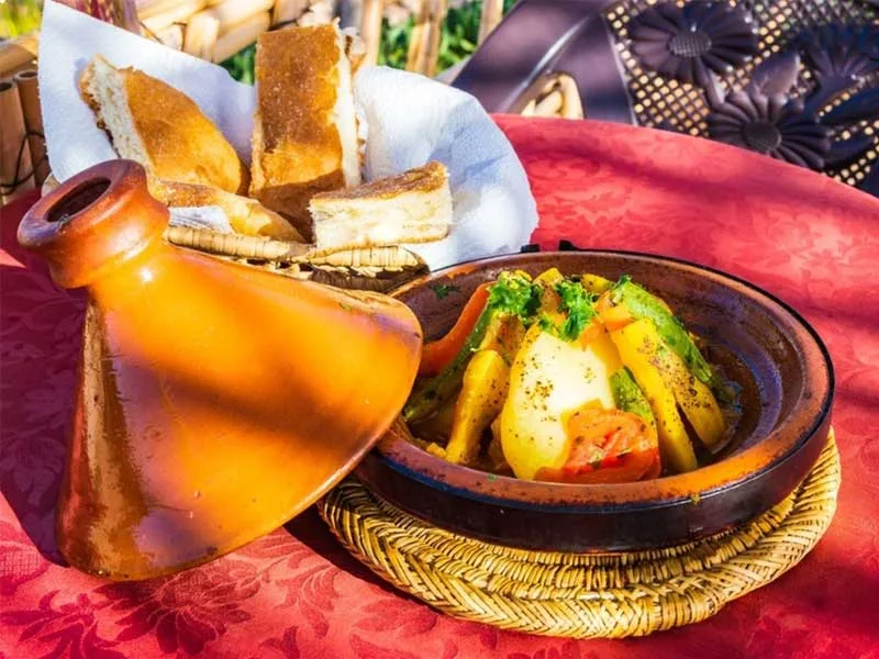 Fresh vegetable tagine served at an Atlas Mountains Cooking Class, Atlas Mountains tour