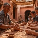 Artisan guiding participants during a hands-on Marrakech Workshop in a medina courtyard