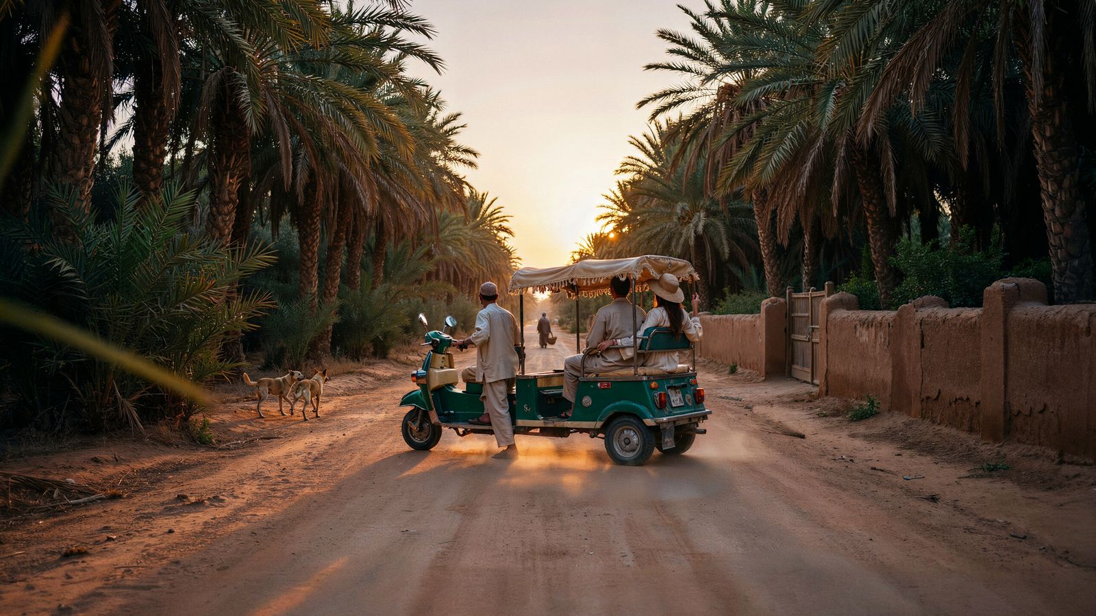 Tuk Tuk Marrakech : Private City Tours 7 Tuk tuk riding through the palm groves of the Marrakech Palmeraie