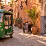 A tuk tuk waiting on a Marrakech street in warm late afternoon light - Tuk Tuk Marrakech